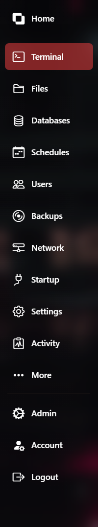 Control Panel Sidebar